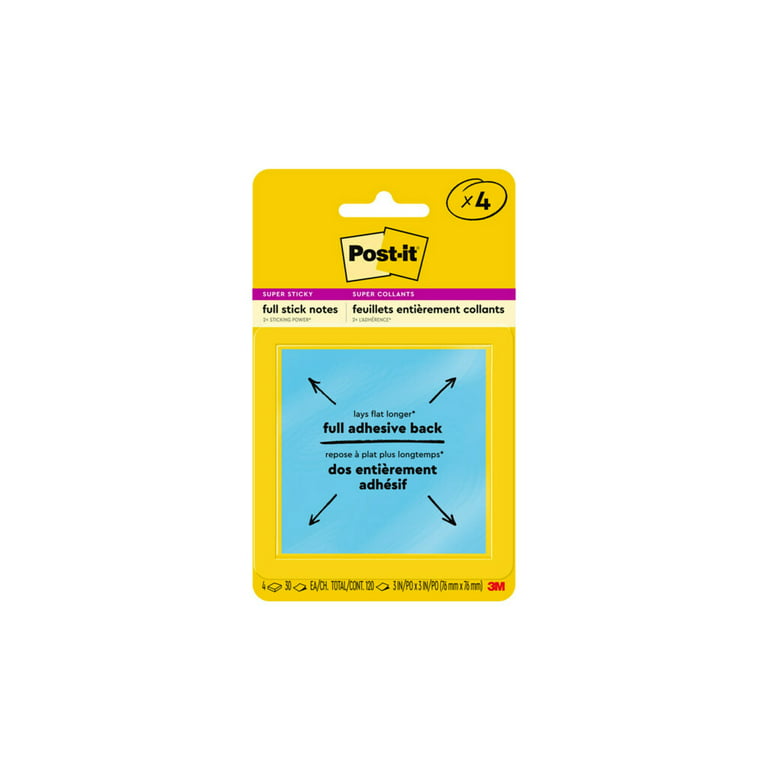 Post-it Super Sticky Notes, Assorted Bright Colors, 3x3 in, 15 Pads/Pack, 45 Sheets/Pad, 2x The Sticking Power, Recyclable, Multi-Color