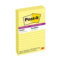 Post-it Super Sticky Lined Notes, 4" x 6", Canary Yellow, 3 Pack