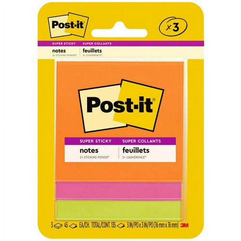 Post-it Super Sticky Note Pads - Energy Boost Color Collection - 135 - 3 Post-it Super Sticky Note Pads - Energy Boost Color Collection - 135 - 3