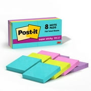 Post-it Super Sticky Notes, 1 7/8 in. x 1 7/8 in., Supernova Neons, 8 Pads