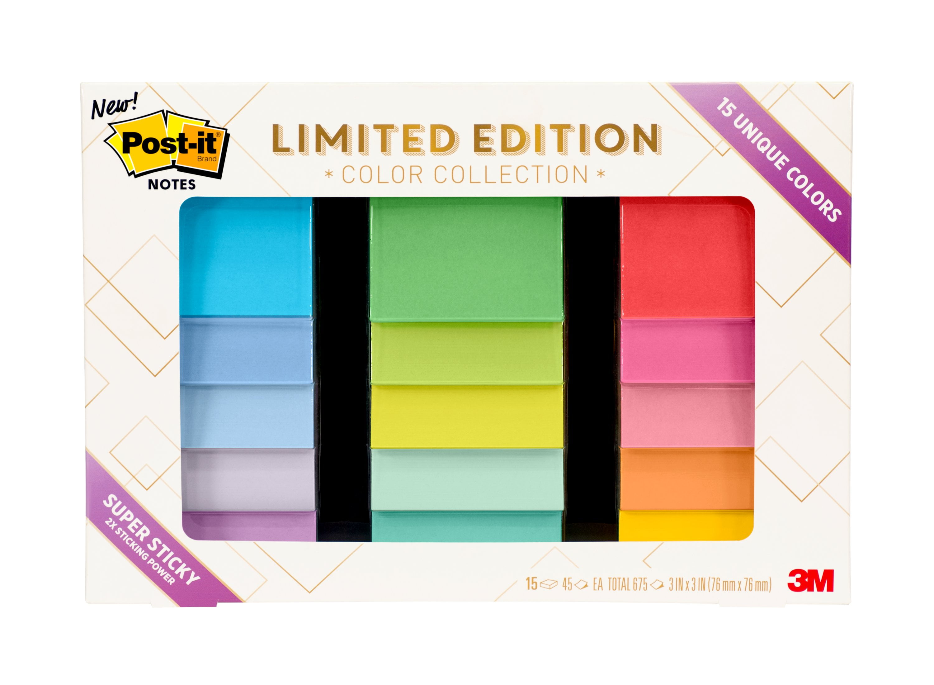 Post-it® Super Sticky Large Notes, Cosmic Colour Collection, Lined