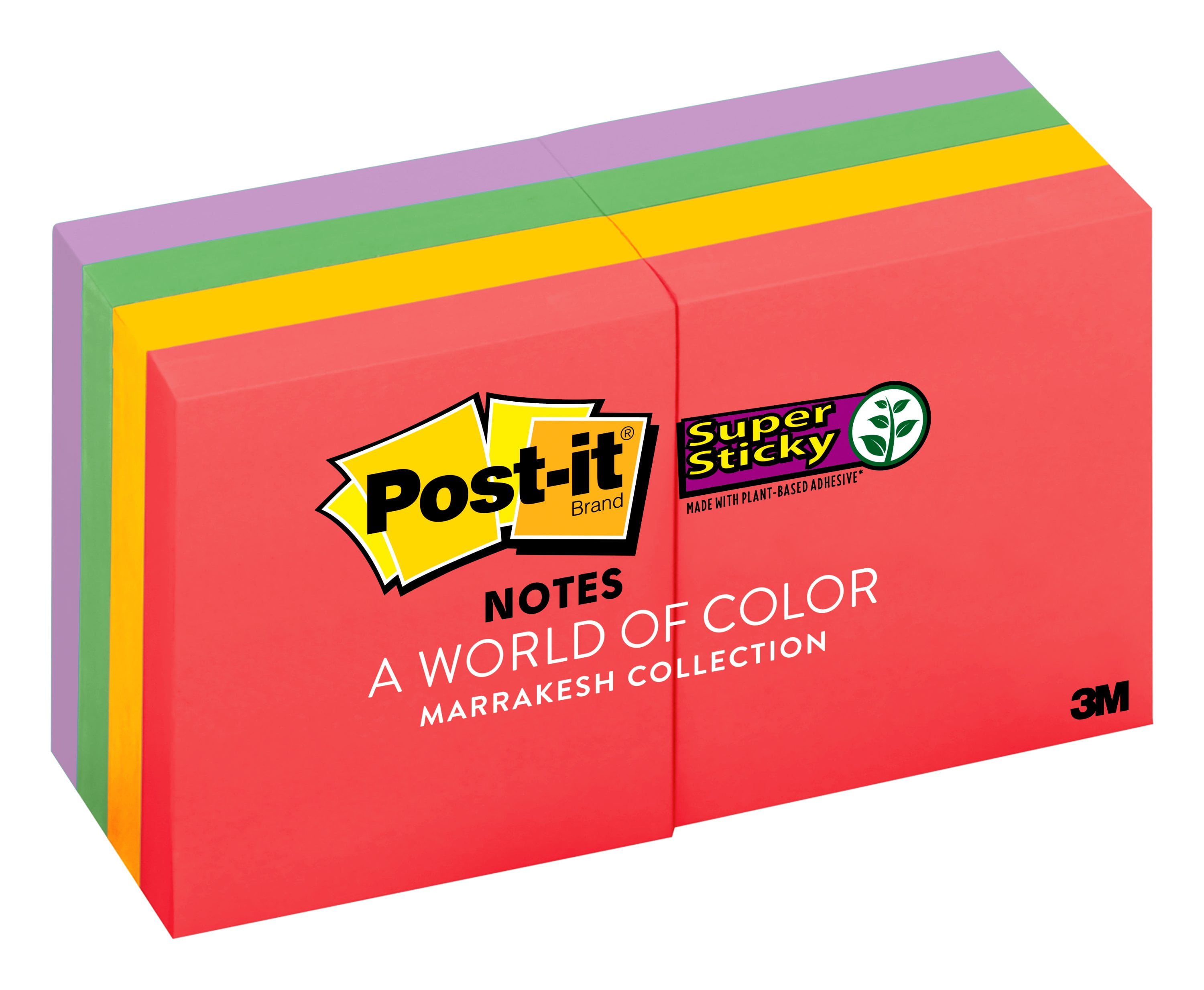 Post-it Notes Super Sticky 6756SSAN Pads in Marrakesh Colors, Lined, 4 x 4,  90-Sheet, 6/Pack - 675-6SSAN
