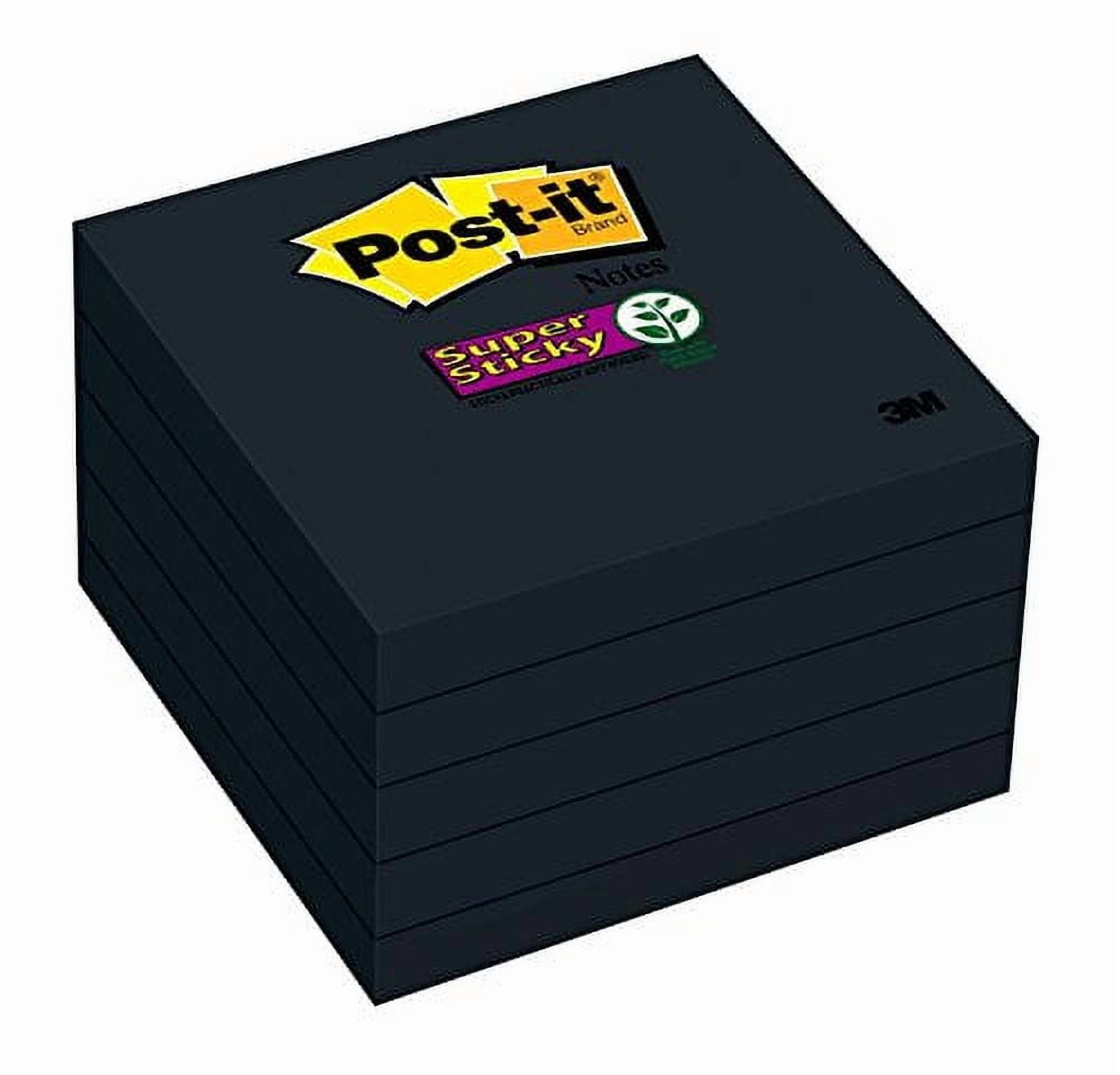 Post-it Super Sticky Notes 3 in x 3 in 5 Pads 2x the Sticking Power Black Recyclable (654-5SSSC)