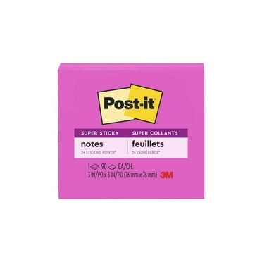 Post-it Super Sticky Notes, 3 in x 3 in, Bright Pink, 1 Pad