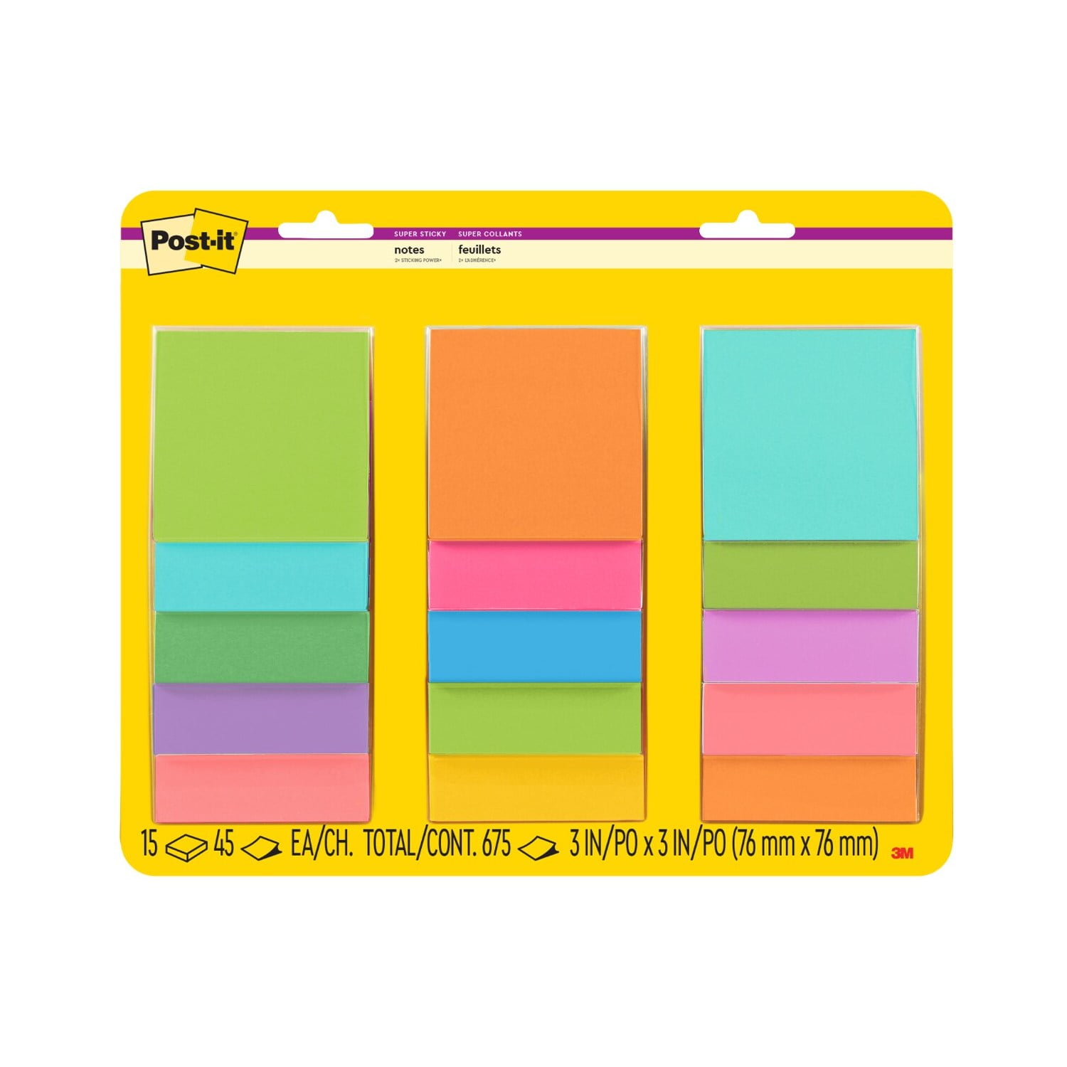 Post-it Super Sticky Notes 3x3 Multicolor Pack