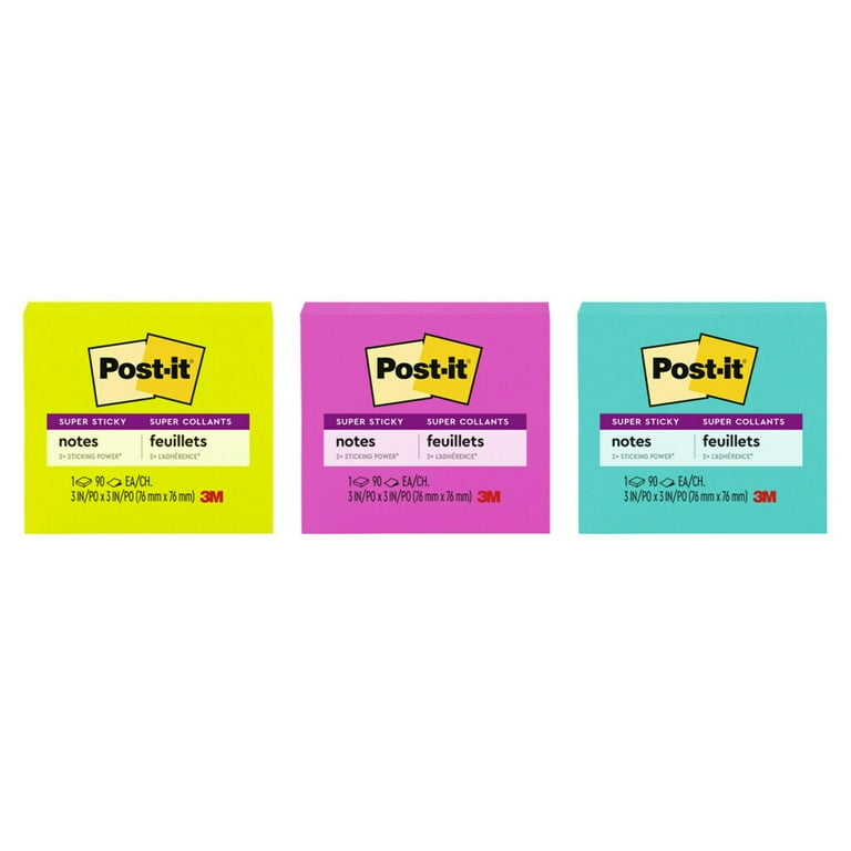  Post-it Super Sticky Notes Ultra Yellow Colour, Pack of 12  Pads, 90 Sheets per Pad, 76 mm x 127 mm - Extra Sticky Notes for Note  Taking, to Do Lists