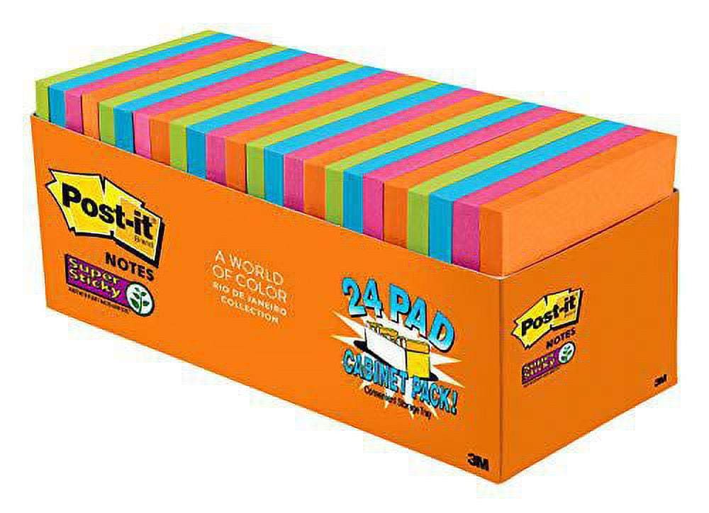 Maustic 24 Pack 3x3 Sticky Notes, 6 Assorted Colors Strong