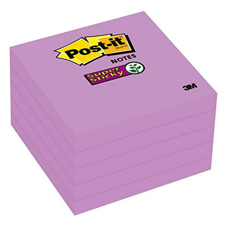  Post-it Super Sticky Notes, 3x3 in, 5 Pads, 2x the