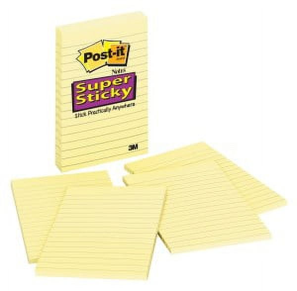 Post-it Super Sticky Notes 4621-SSCY, 4 in x 6 in Canary Yellow Lined 4 pk 45 sh/pad