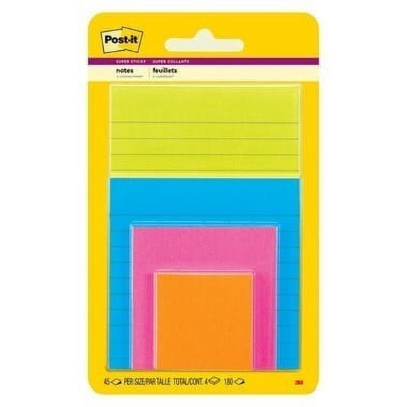 Post-it Super Sticky Notes 4622-SSAU, Multi Sizes, Energy Boost