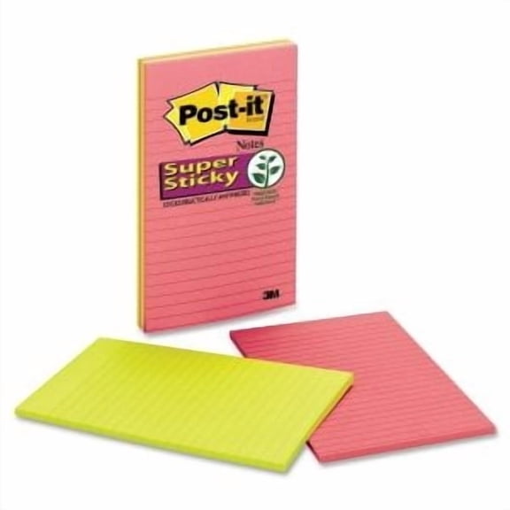 Post-it Super Sticky Notes, 5 in x 8 in, Energy Boost , Lined, 4 Pads