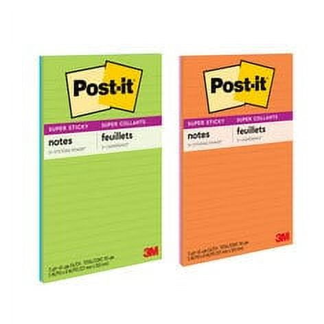 Post-it Super Sticky Notes 5845-SS, 5 in x 8 in (127 mm x 203 mm) Energy Boost, Lined, 2 Pads/Pack
