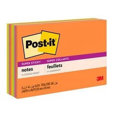 Post-it Super Sticky Notes 6445-SSP, 6 in x 4 in (152 mm x 101 mm), Energy Boost