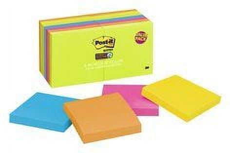 Post-it Super Sticky Notes 654-1260-SSAU, 3 in x 3 in (76 mm x 76 mm) Energy Boost