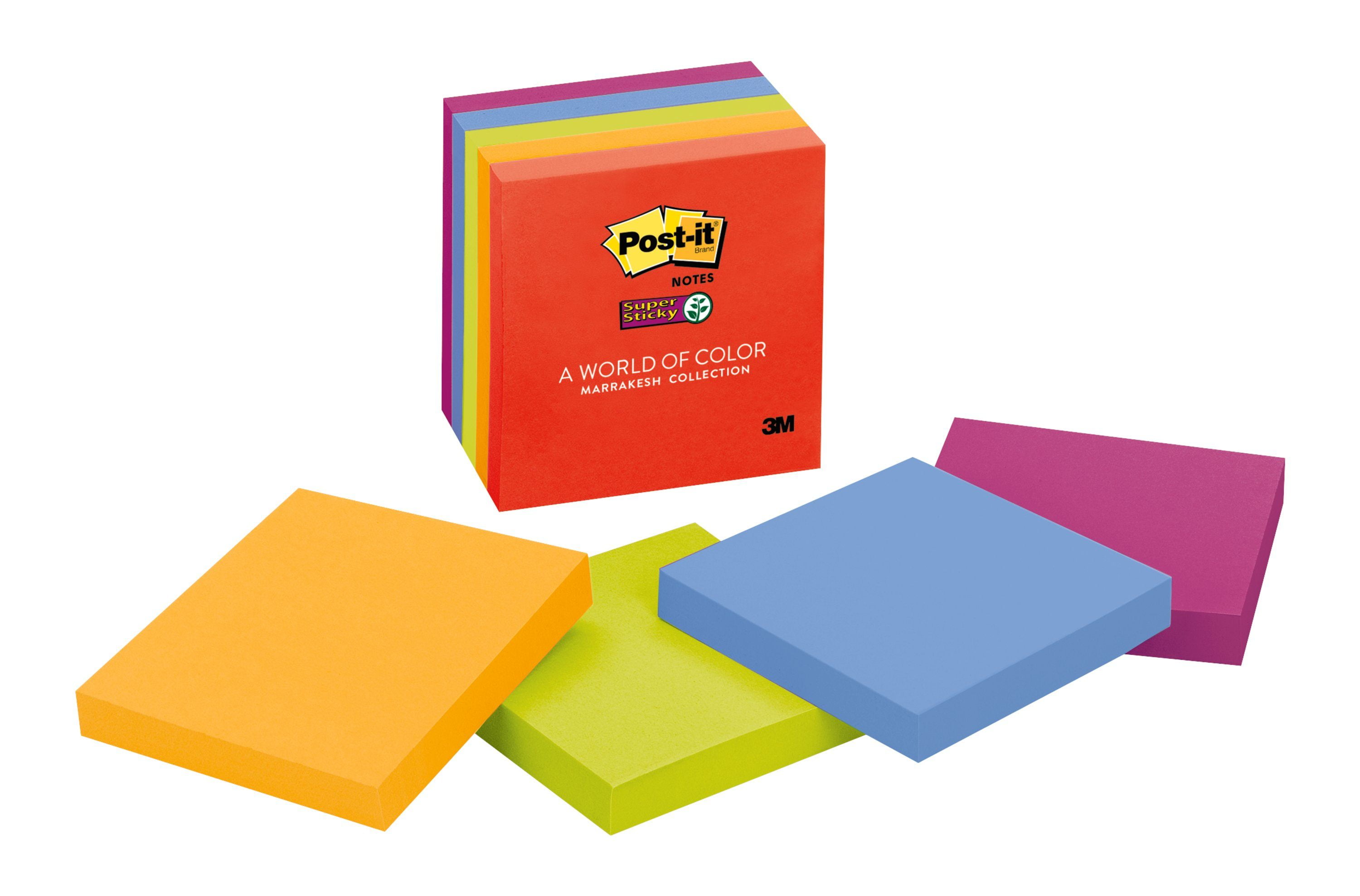 Post-it Super Sticky Notes 654-5SSAN, 3 in x 3 in (76 mm x 76 mm) Marrakesh Collection