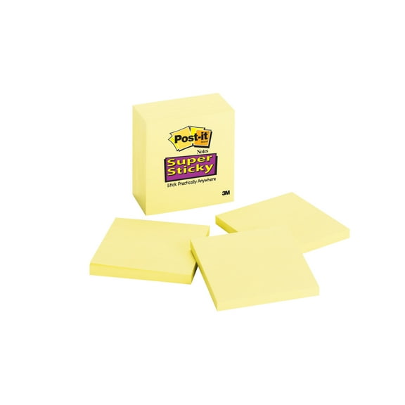 Post-it Super Sticky Notes 654-6SSCY, 3 in x 3 in (76 mm x 76 mm)