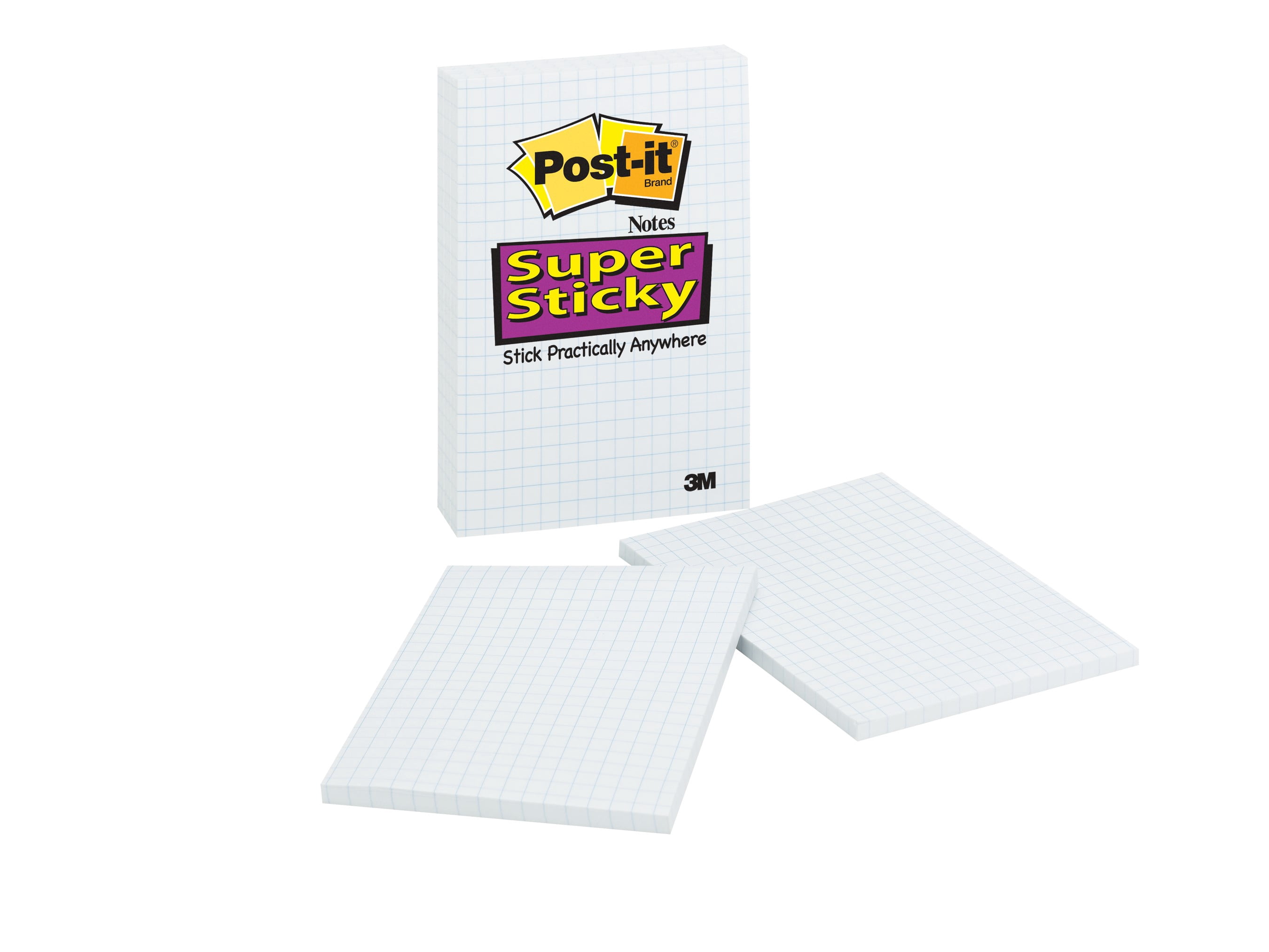 Post-it Super Sticky Notes 660-SSGRID, 3.9 in x 5.8 in (99 mm x 147 mm) Grid Pattern, 3 Pads/Pack