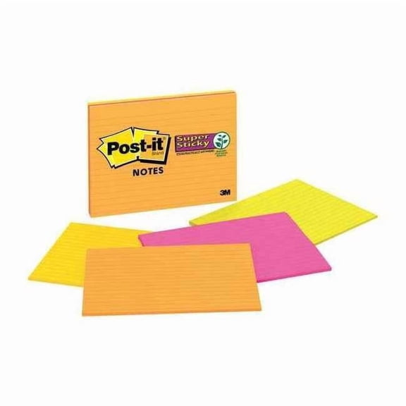 Post-it Super Sticky Notes, 8 in x 6 in, Energy Boost, 4 Pads