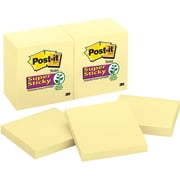 Post-it Super Sticky Notes, 3" x 3", Canary Yellow, 12 Pads