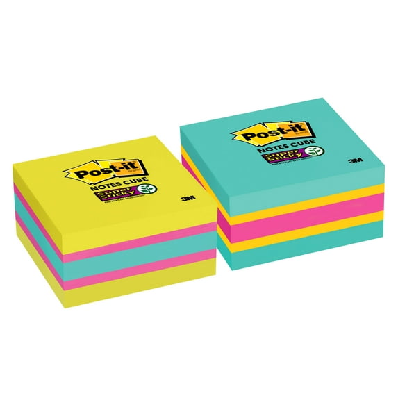 Post-it® Super Sticky Notes Cube, 3 in x 3 in, Bright Colors, 1 Cube/Pack, 360 Sheets/Cube