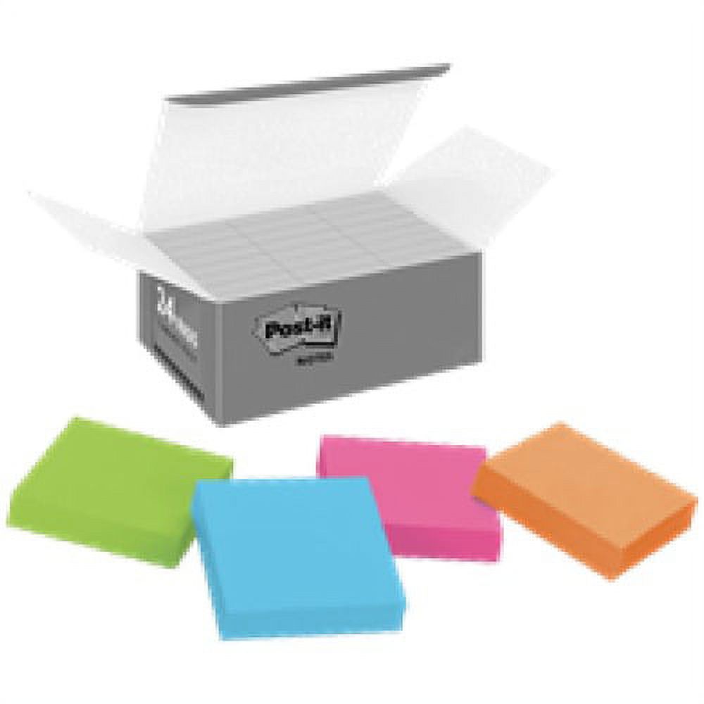 Post-it® Super Sticky Notes - Energy Boost Color Collection - 2" x 2" - Square - 90 Sheets per Pad - Multicolor - Paper - Super Sticky, Adhesive, Recyclable, Residue-free - | Bundle of 10 Packs