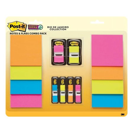 Post-it Super Sticky Notes & Flags Combo Pack, Rio de Janeiro Collection (2 Pack)