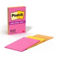 thumbnail image 1 of Post-it Super Sticky Notes, Lined, 4 in x 6 in, Assorted Brights, 3 Pads, 1 of 12