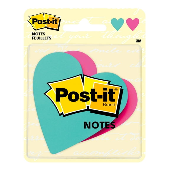 Post-it® Super Sticky Notes in Star and Heart Shapes - 3" x 3" - Star, Heart - 75 Sheets per Pad - Unruled - Assorted - Self-adhesive, Self-stick - 1 / Pack | Bundle of 5