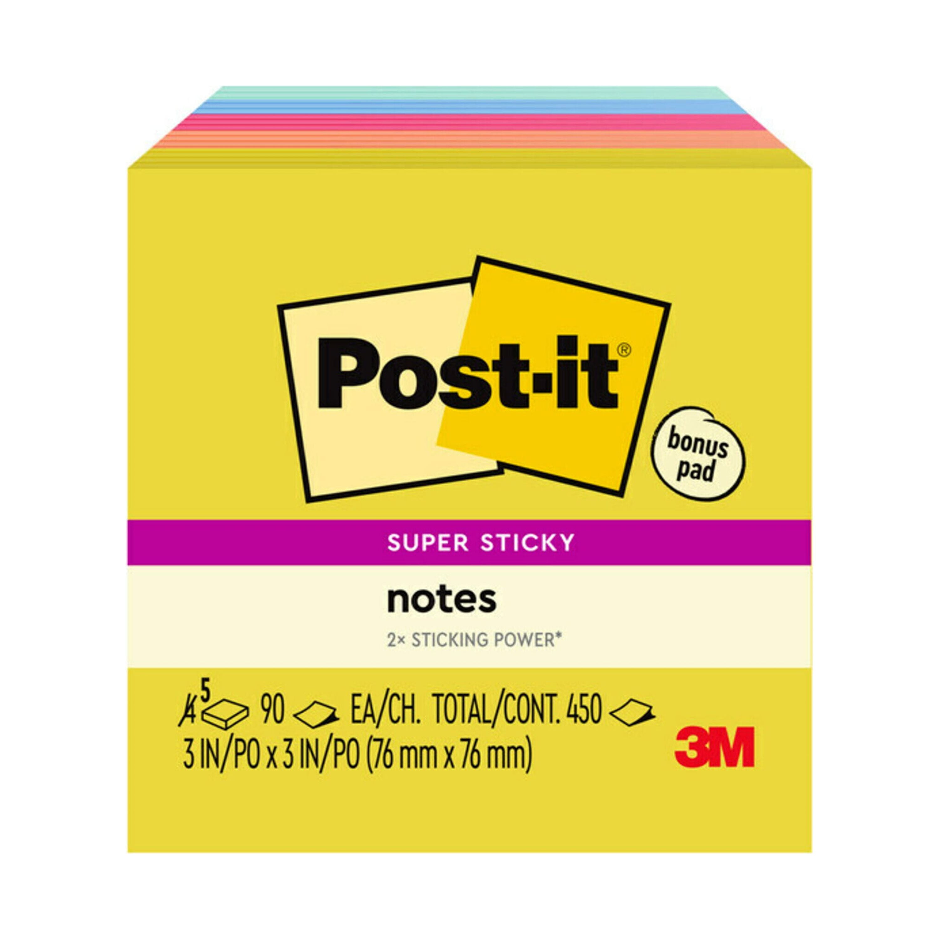 Post-it Super Sticky Notes - Summer Joy Collection - 3 x 3 Plain, 24-Pack