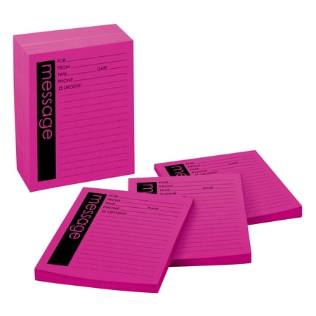 Post-it® Super Sticky Printed Important Message Pads, 4 in x 5 in, Fireball Fuchsia, Lined, 12 Pads/Pack, 50 Sheets/Pad