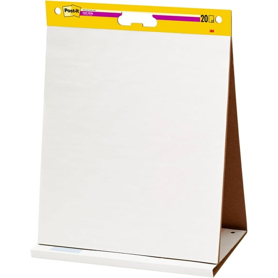 Post-it Super Sticky Tabletop Easel Pad, Great for Virtual Teachers and Students, 20 x 23 Inches, 20 Sheets/Pad, 1 Pad (563R), Portable White Premium Self Stick Flip Chart Paper, Built-in Easel Stand