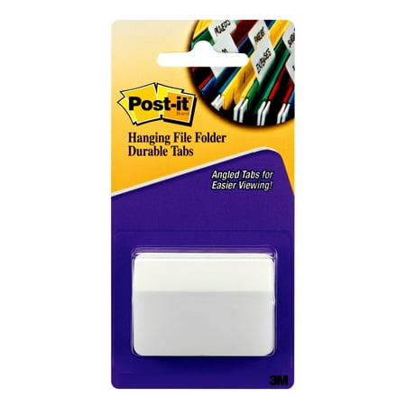 Post-it® Tabs, 2 in. Angled Solid, White, 50 Tabs/Pack