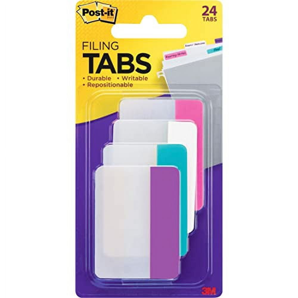 Assorted Pastel Self-Adhesive Filing Tabs, 2 x 1.5 Inches, 24 Pack