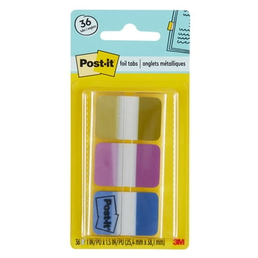 Post-it Tabs, Foil Iridescent Colors, 1 in x 1.5 in, 36 Tabs