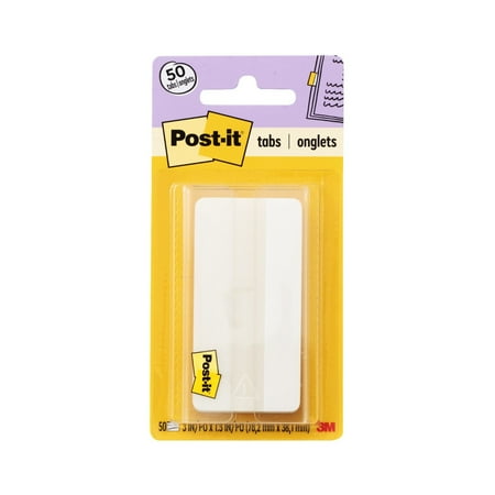 Post-it Tabs On-the-Go Dispenser, 3 in., White, 25 Tabs, 2 Dispensers