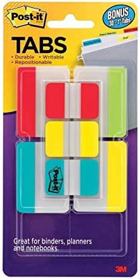 Post-it Tabs Value Pack, Assorted Primary Colors, Durable, Writable ...