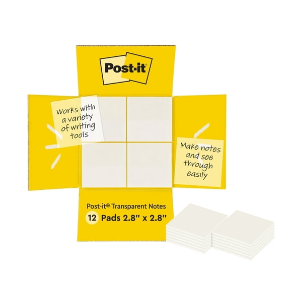 Post-it Transparent Notes, 2-7/8 x 2-7/8 Inches, Pack of 10