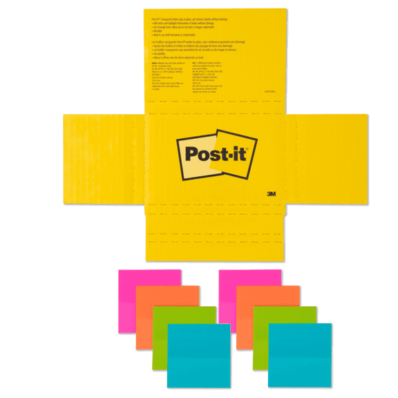 Post-it Transparent Notes 600-8COL-SIOC, 2-7/8 in x 2-7/8 in (73 mm x 73 mm) (Case of 20) SKU 7100301000