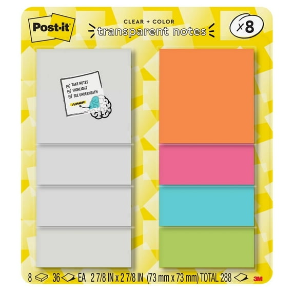 Post-it Transparent Notes Assorted Colors