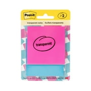 Post-it Transparent Notes, Pink, Blue, 2 7/8 x 2 7/8 in, 2 Pads
