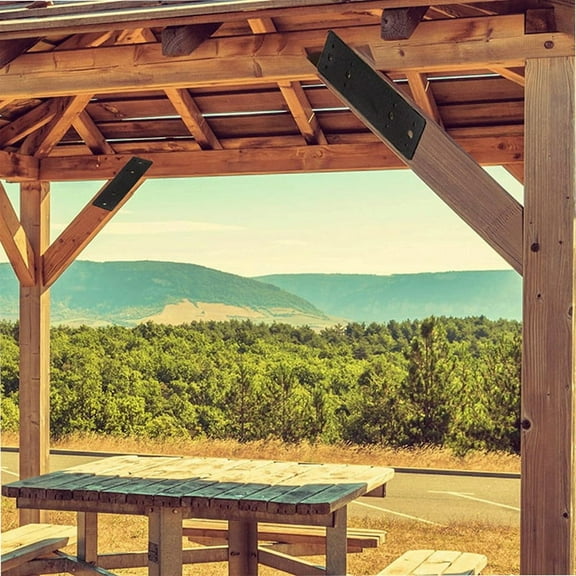 Post to Beam Connectors 4PCS, Straight Steel Flat Plate, Mending Plate I Shape Bracket, Coated I Strap