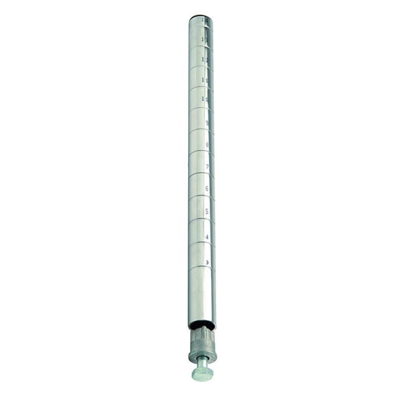 Post with Leveling Legs, 63"H, numbered grooves in 1" increments, includes (1) W-PLI and (1) W-PLB (pre-inserted), chrome plated finish, NSF