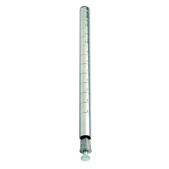 Post with Leveling Legs, 74"H, numbered grooves in 1" increments, includes (1) W-PLI and (1) W-PLB (pre-inserted), chrome plated finish, NSF