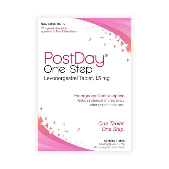 PostDay One-Step Levonorgestrel Tablet, Emergency Contraceptive to Reduce Risk of Pregnancy, 1.5 mg,1 Tablet