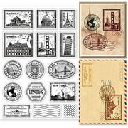 Postage Clear Stamps for Card Making, Postmark Clear Rubber Stamps Building Bridge Travel Stamps Paper Craft Stamp Postmark Stamps for DIY Scrapbooking Album Decor Crafting Decoration