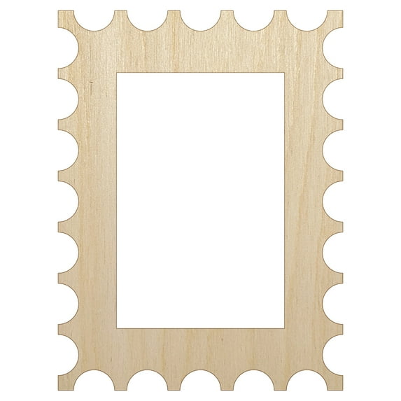 Postage Stamp Border Wood Shape Unfinished Piece Cutout Craft DIY Projects - 4.70 Inch Size - 1/8 Inch Thick