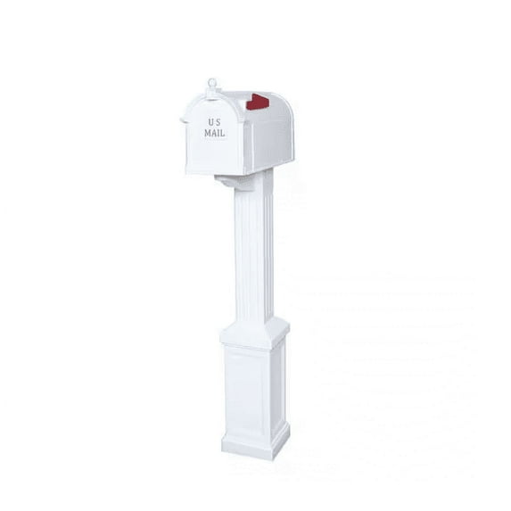 Postal Ambrose White Post Mount Mailbox, Rust Proof, High Capacity