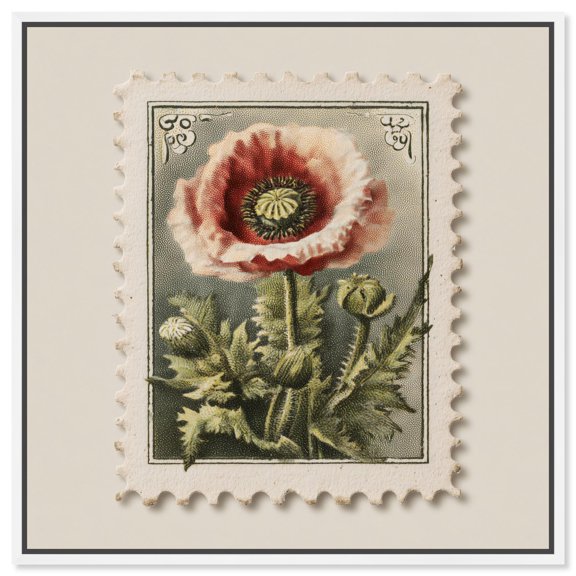 Postal Bloom I Canvas Print Cute Art Prints by Art Remedy, White Frame, 30 x 30
