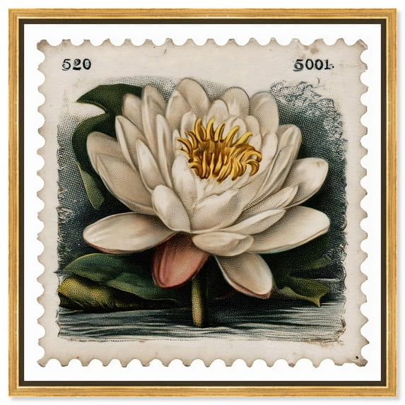 Postal Bloom II Canvas Print Cute Art Prints by Art Remedy, Gold Frame, 16 x 16