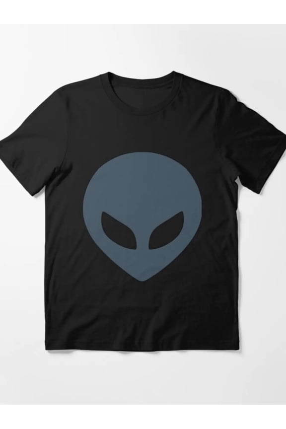 Postal DudeS Unisex Casual Short Sleeve Crew Neck T-Shirt- Loose Fit Geometric Alien Head Graphic T-Shirt, Black with Blue Print, Comfortable and Relaxed Wear for All Seasons, Casual T-Shirt,